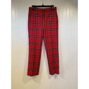 J. Crew Pants Women's 6P Christmas Tartan Plaid Winnie Ankle-Length Red Wool